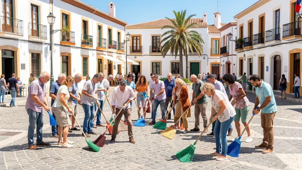 Image of people working on street cleaning in Candelaria.