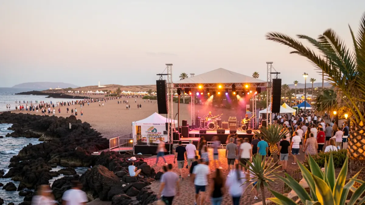 Generic image: fuerteventura, with a stage near the beach and a crowd enjoying the atmosphere.
