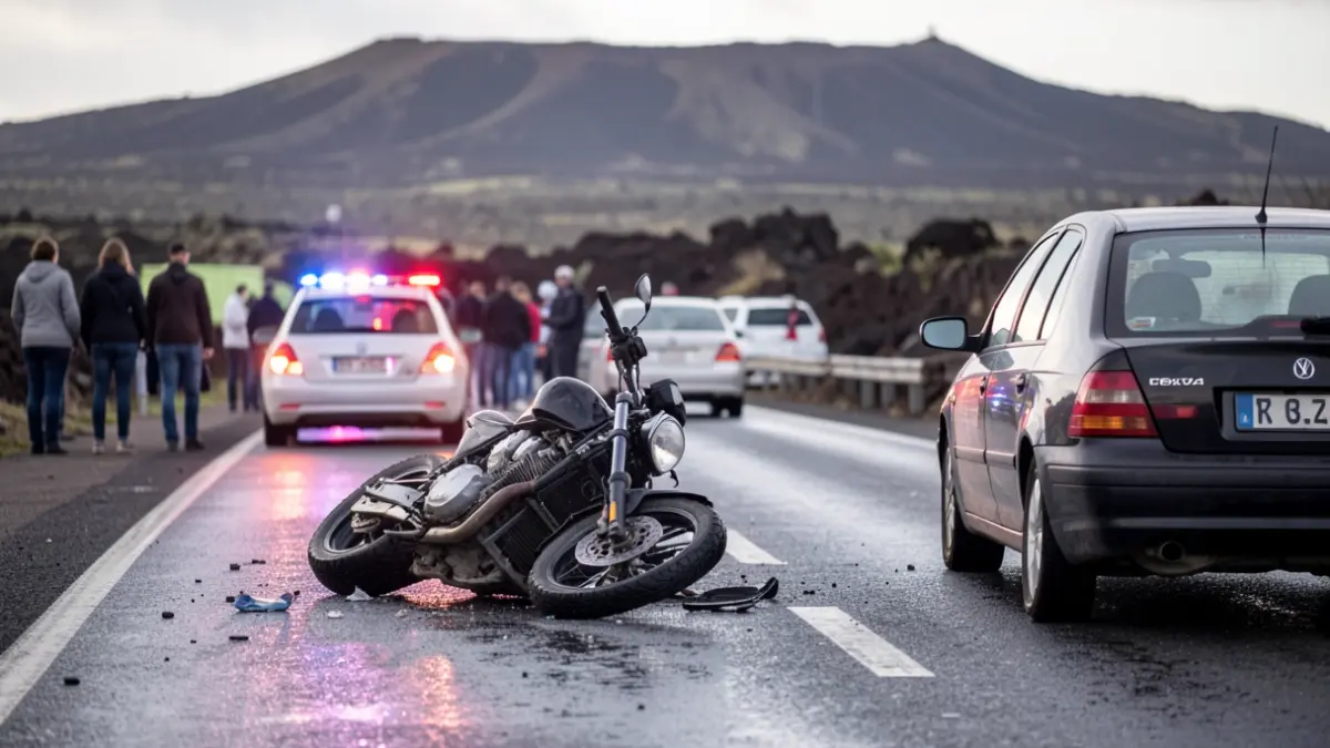Imagen genérica de un accidente de tráfico en Garachico, Tenerife, con una motocicleta y un coche implicados.