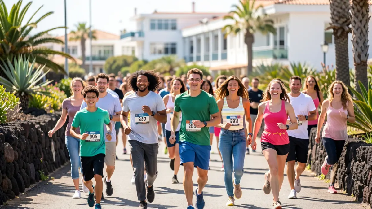 Generic image of a group of students participating in a charity run in a school setting.