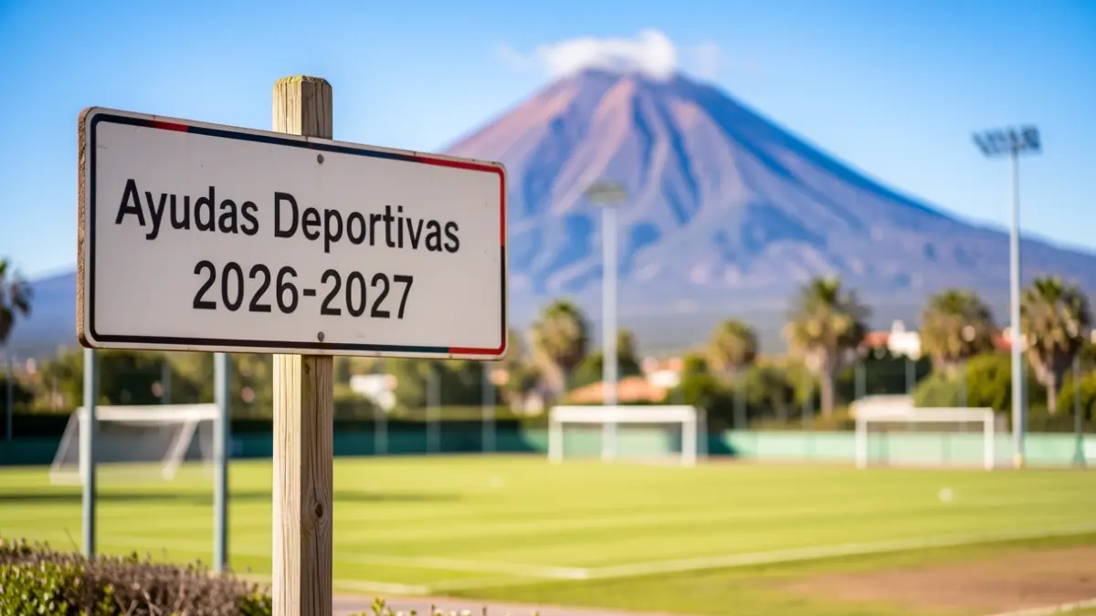 Cartel anunciando la convocatoria de ayudas deportivas en El Sauzal, Tenerife.