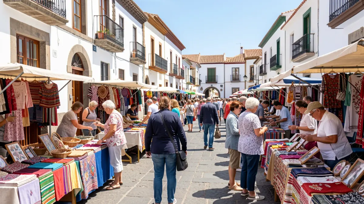 Image of the Exposaldo La Gomera fair in San Sebastián de La Gomera, with commercial stalls and the public.