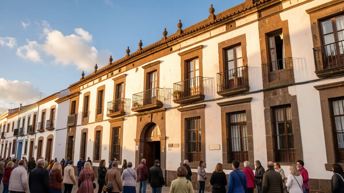 Fachada del Ayuntamiento de Fasnia con arquitectura tradicional canaria.