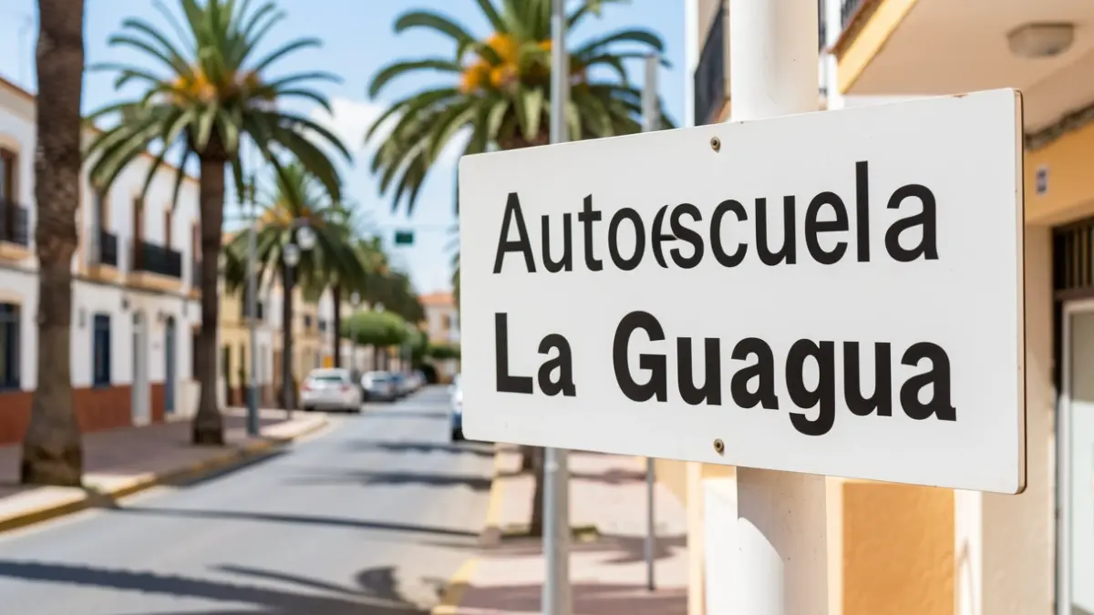 Sign for Autoescuela La Guagua in Santa Cruz de Tenerife.