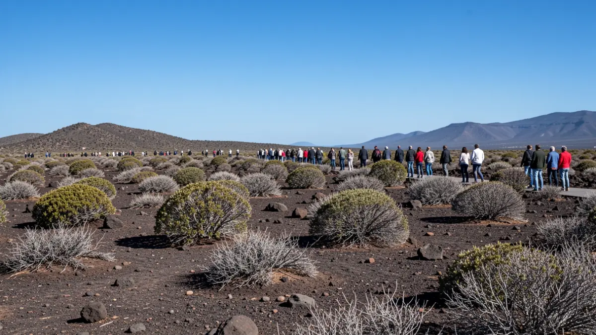 Imagen genérica de un paisaje protegido de Fuerteventura con vegetación y terreno volcánico.