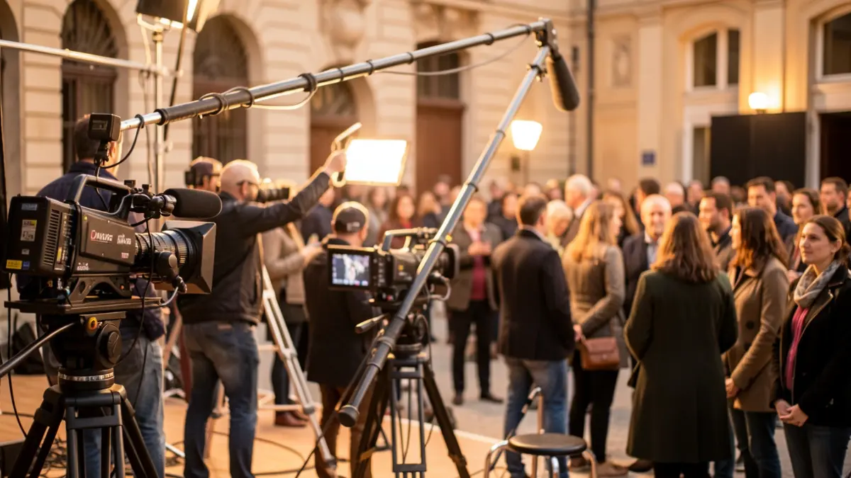 Equipo de sonido en un rodaje cinematográfico.