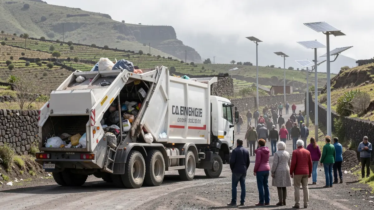 New waste collection truck and improvement of public lighting in rural areas of La Gomera.