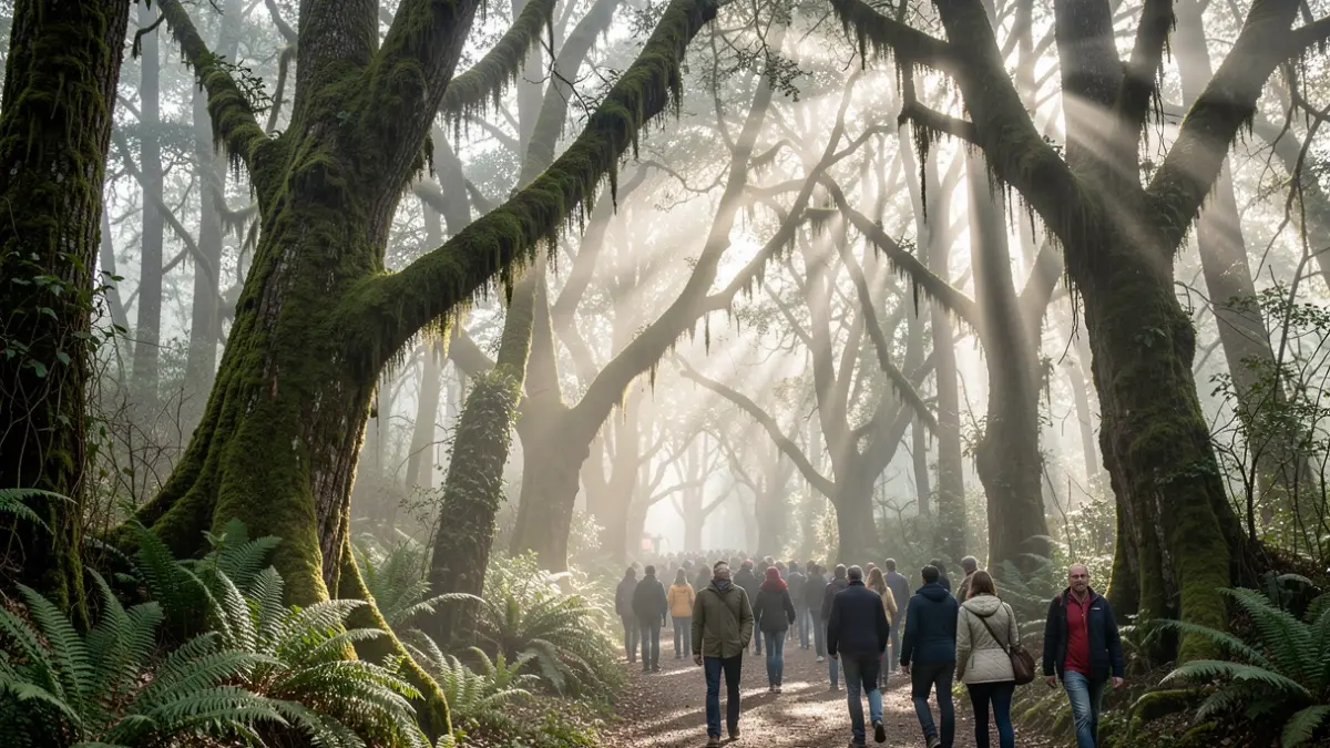 Imagen genérica: con árboles cubiertos de musgo y niebla.