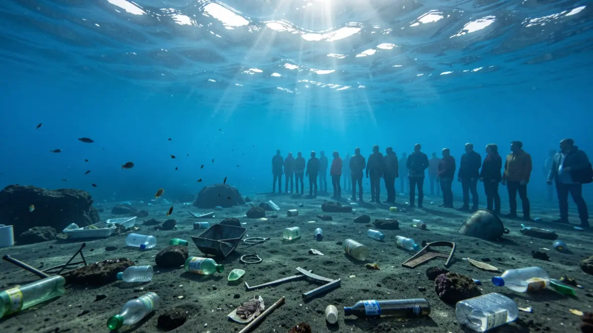 Imagen de fondos marinos limpios en La Restinga, El Hierro, con vida marina y restos retirados.