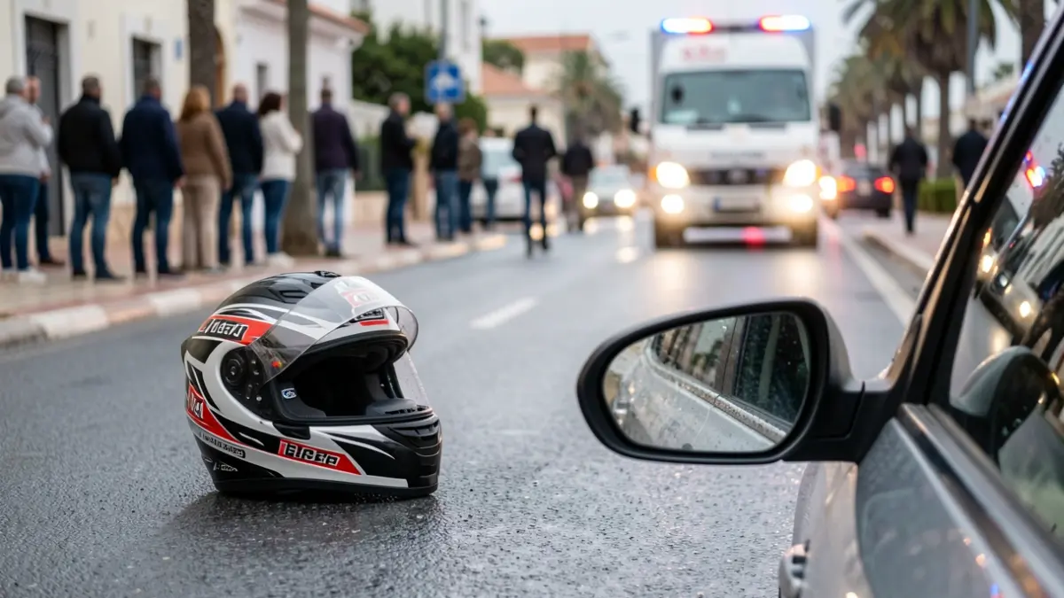 Imagen genérica de un accidente de tráfico con una motocicleta y un turismo en Tenerife.