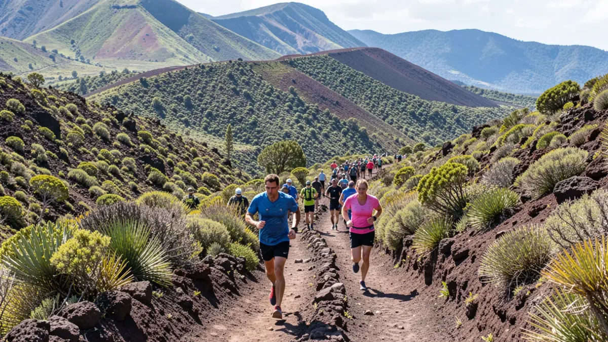 Imagen genérica de una carrera de trail running en un paisaje montañoso de El Rosario, Tenerife.