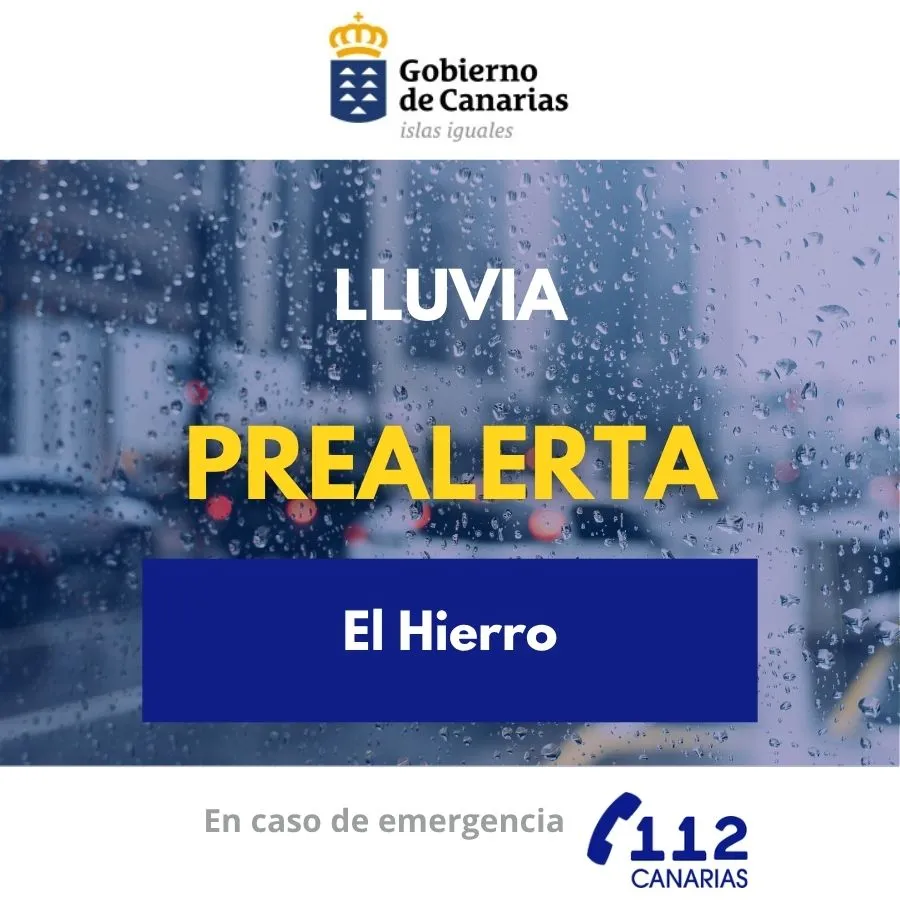 Prealerta por lluvias en El Hierro a partir de las 12:00 horas