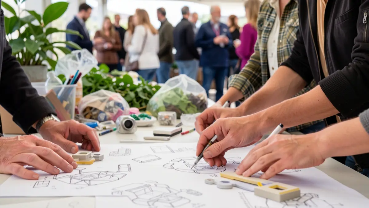 Hands working on eco-design and circular economy projects in the Canary Islands.