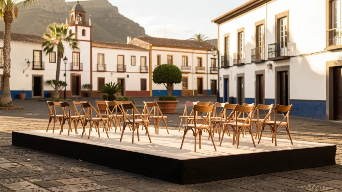 Generic image of the interior of La Estación Square in Tacoronte, set up for an event.