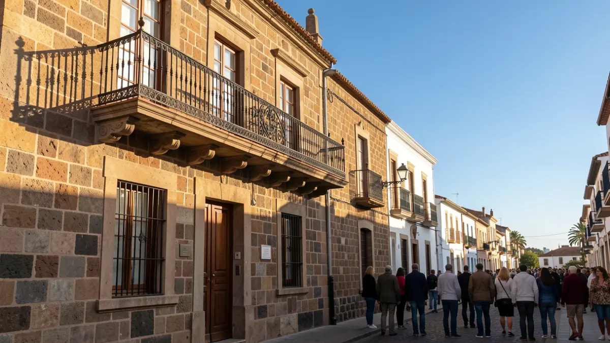 Imagen genérica de la fachada de un ayuntamiento con balcón y barandillas, bajo la luz del sol de la tarde.