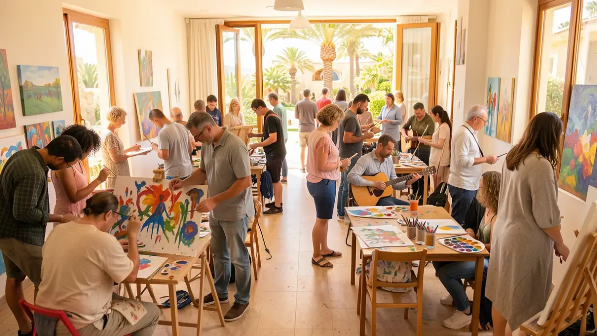 Imagen genérica de un grupo diverso de personas participando en talleres creativos.