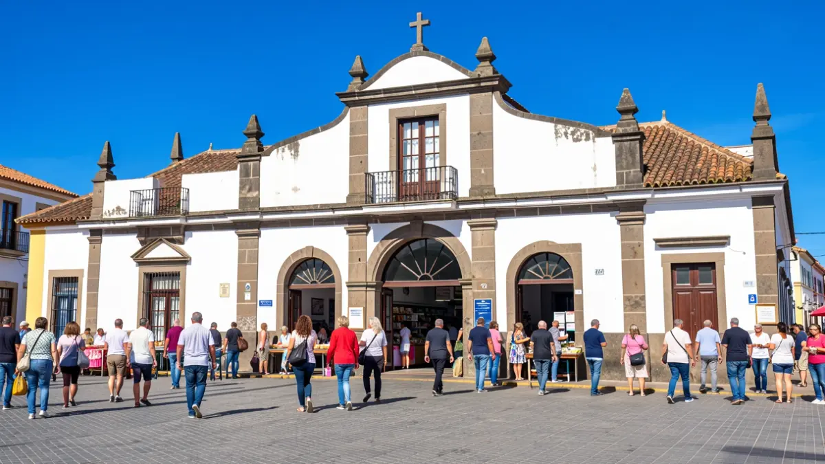 Municipal Market of Telde with people entering.