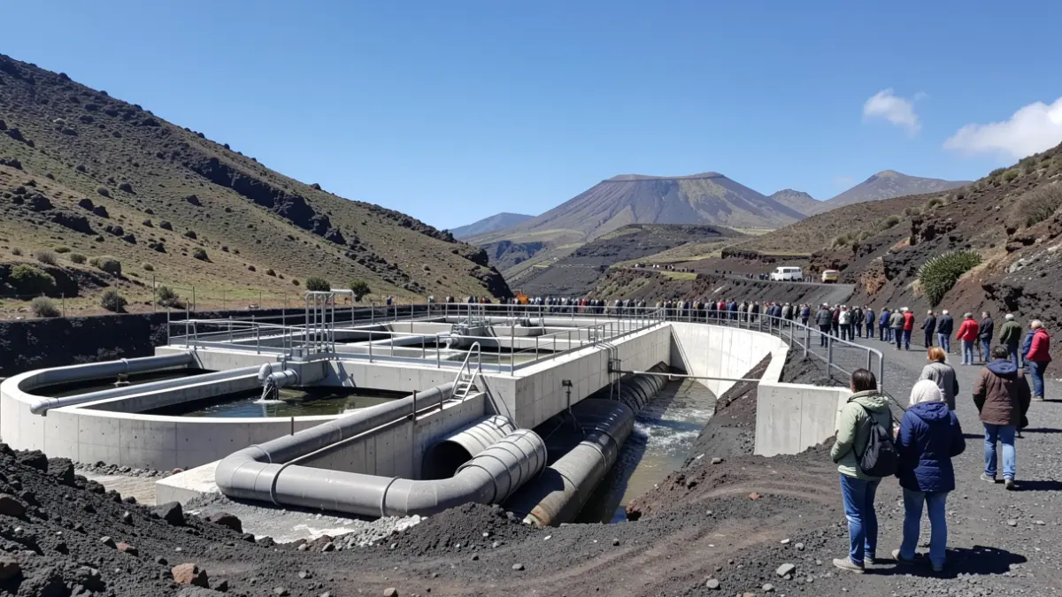 Construction site of a wastewater treatment plant in a rural valley on La Gomera.